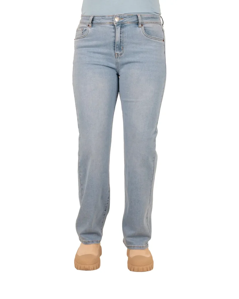 Mid blue high waist straight jeans van Norfy - Afbeelding 4