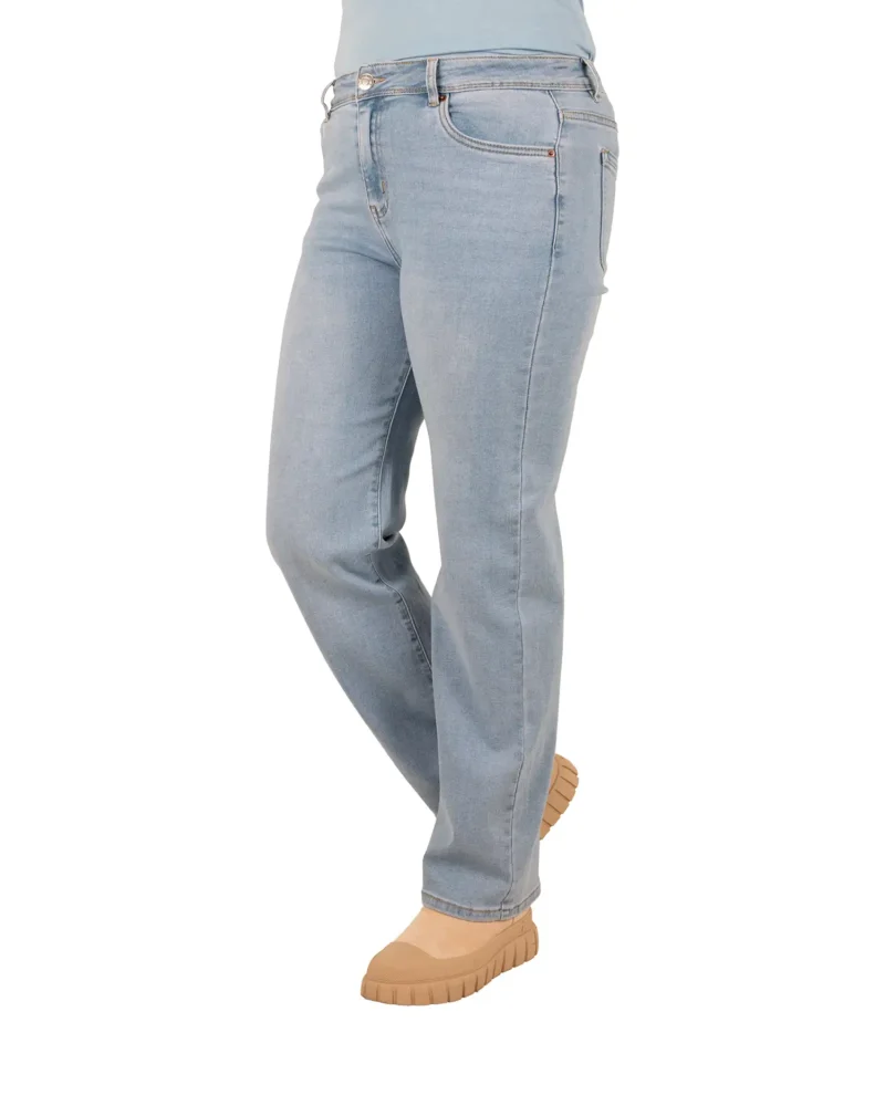 Mid blue high waist straight jeans van Norfy - Afbeelding 2