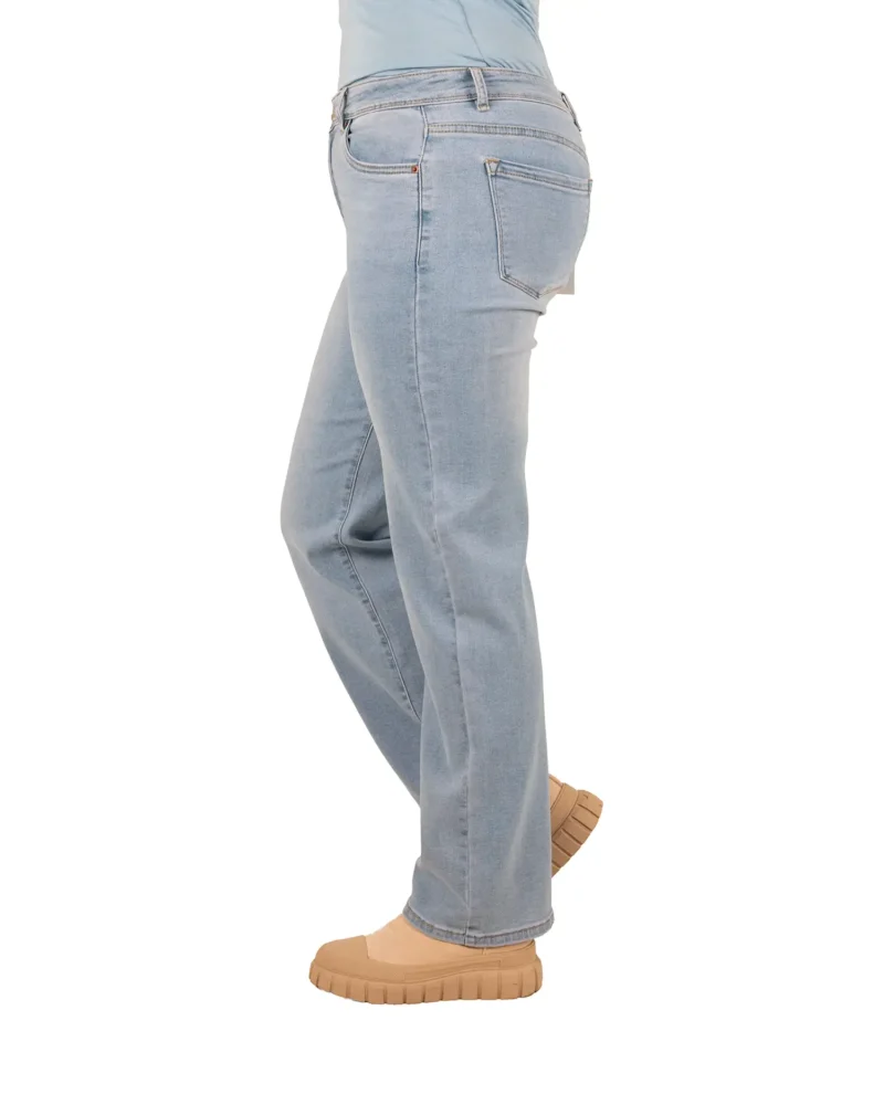 Mid blue high waist straight jeans van Norfy - Afbeelding 3