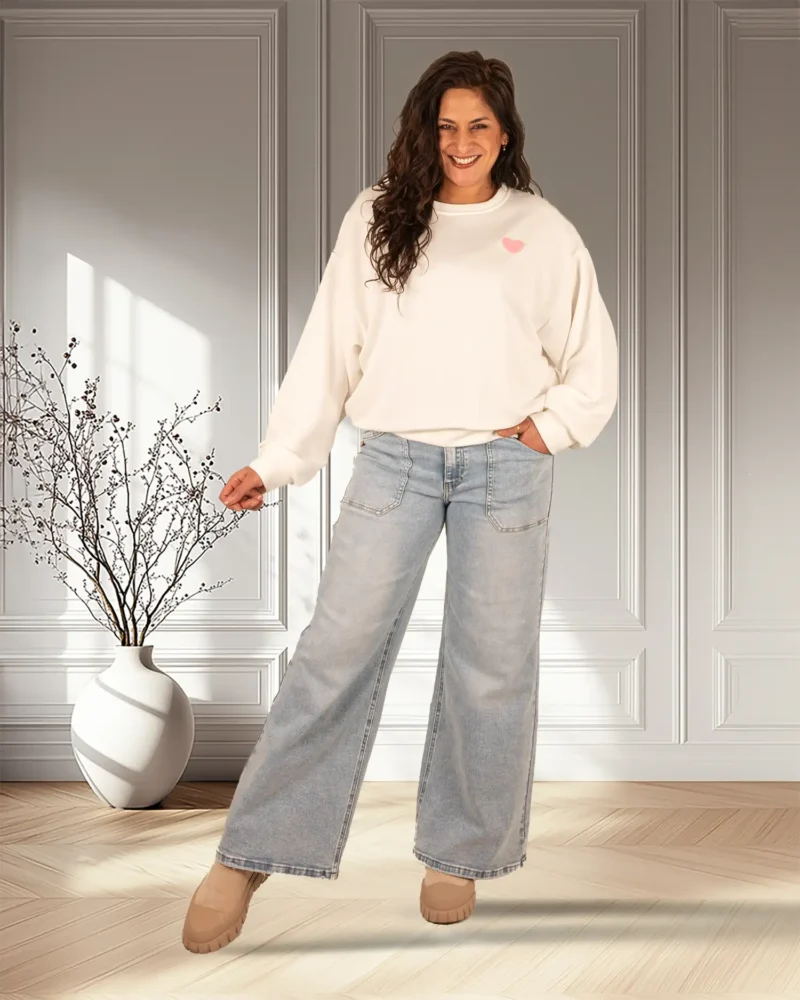 Ecru sweater "Bisous" van Mooij - Afbeelding 2