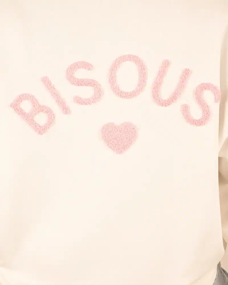 Ecru sweater "Bisous" van Mooij - Afbeelding 4