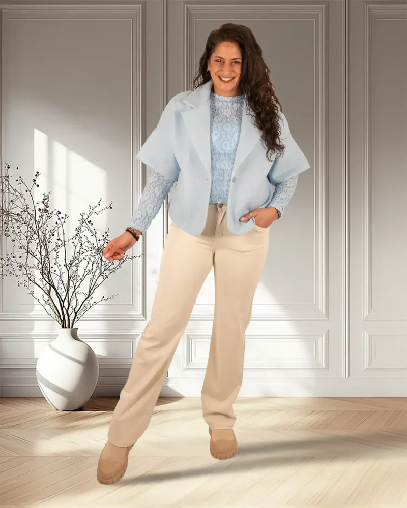 Lichtbeige high waist straight jeans van Norfy