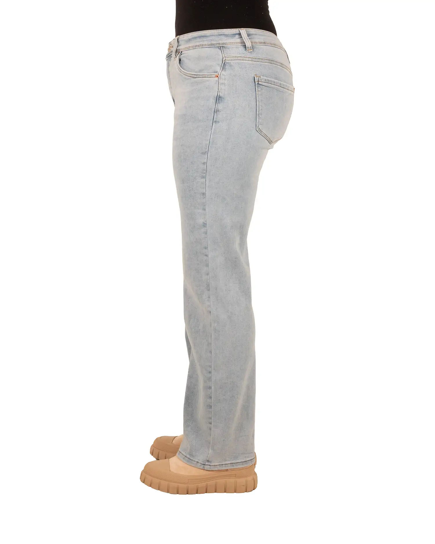 Light blue high waist straight jeans van Norfy - Afbeelding 3