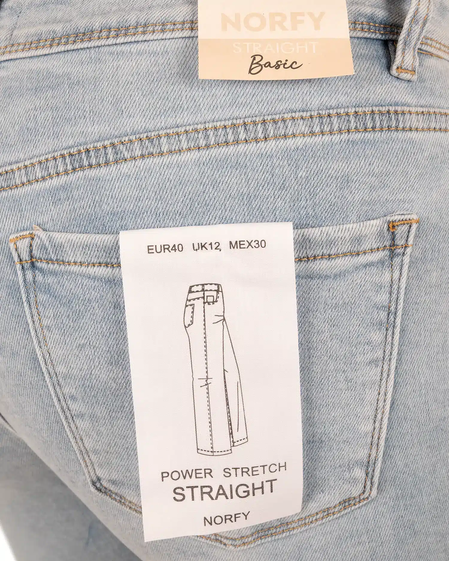 Light blue high waist straight jeans van Norfy - Afbeelding 5