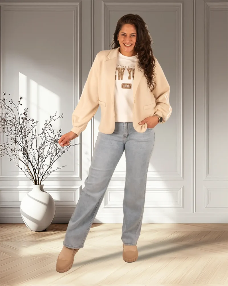 Light blue high waist straight jeans van Norfy
