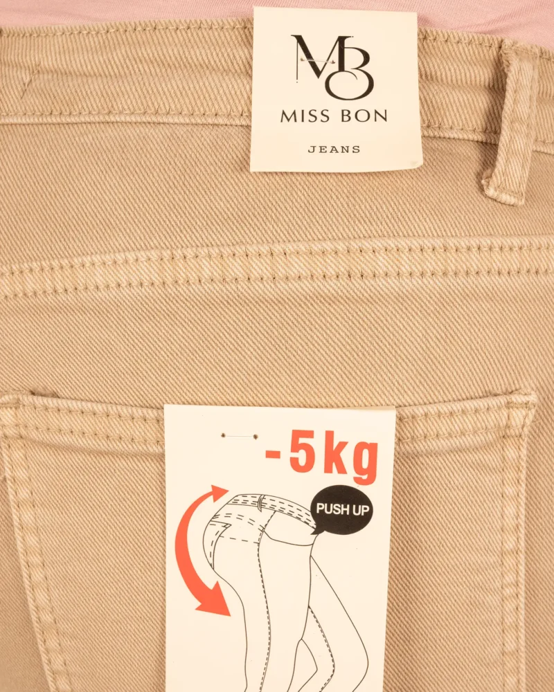 Donkerbeige wide leg jeans met knopen van Miss Bon - Afbeelding 6