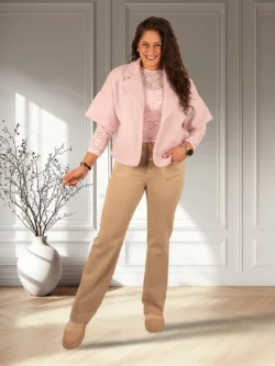 Donkerbeige wide leg jeans met knopen van Miss Bon