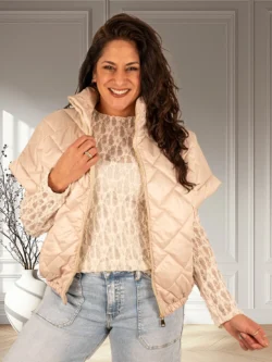 Beige bodywarmer met korte mouw van El-Vita