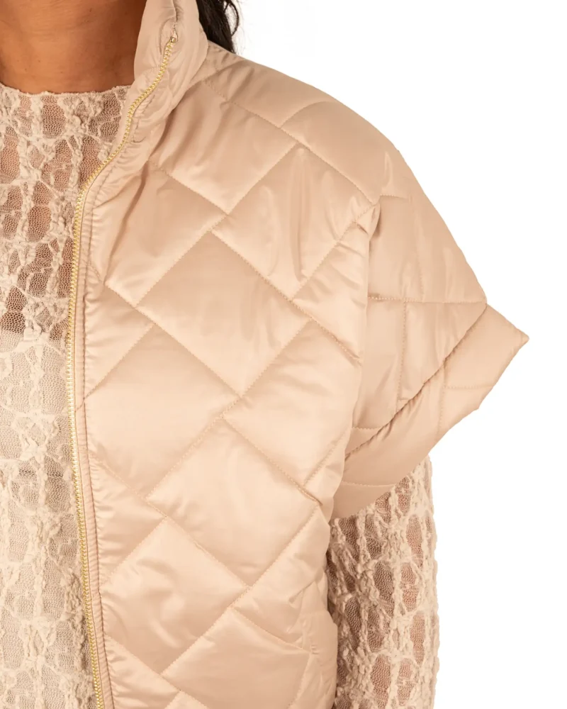 Beige bodywarmer met korte mouw van El-Vita - Afbeelding 4