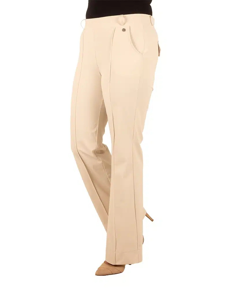 Lichtbeige travelstof pantalon met naad van Triple Nine - Afbeelding 2