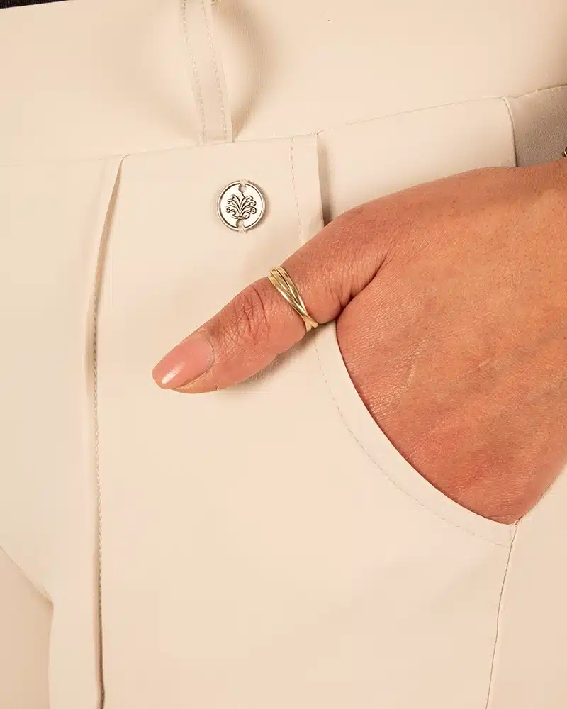 Lichtbeige travelstof pantalon met naad van Triple Nine - Afbeelding 5