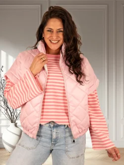 Lichtroze bodywarmer met korte mouw van El-Vita