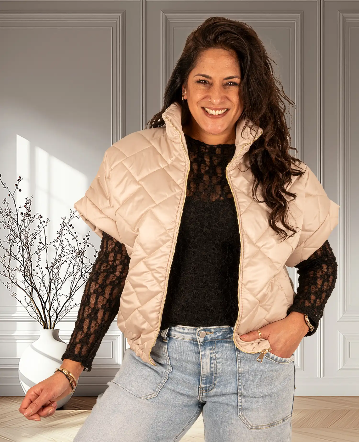 Zwarte kanten top van El-Vita - Afbeelding 2