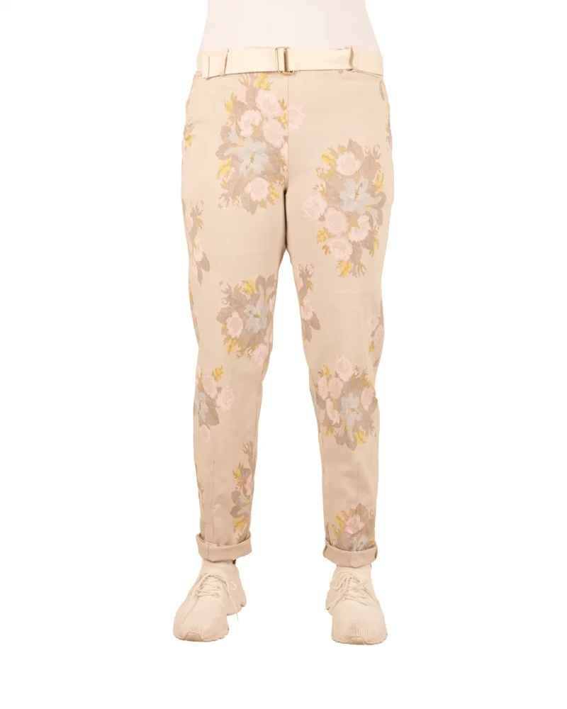 Beige broek bloemen van Gemma Ricceri - Afbeelding 4