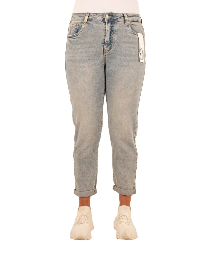 Dirty wash high waist mom jeans van Hello Miss - Afbeelding 4
