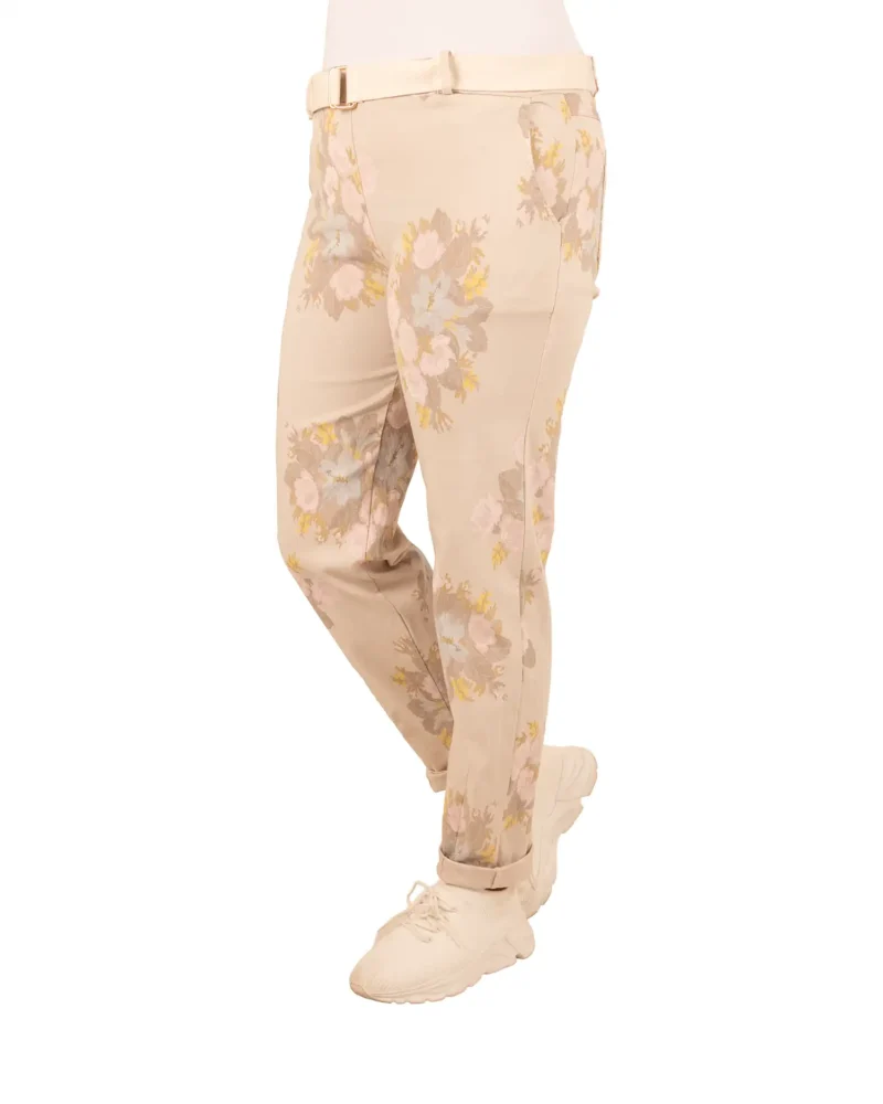 Beige broek bloemen van Gemma Ricceri - Afbeelding 2