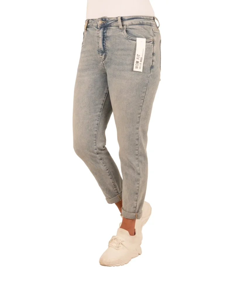 Dirty wash high waist mom jeans van Hello Miss - Afbeelding 2