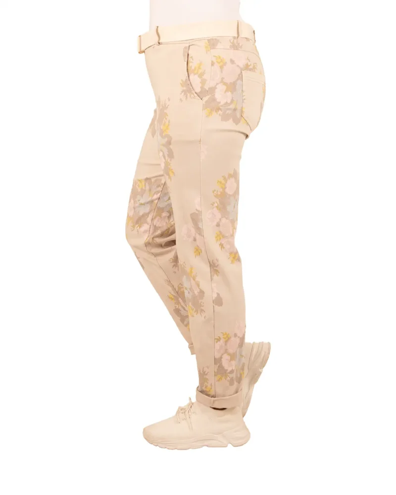 Beige broek bloemen van Gemma Ricceri - Afbeelding 3