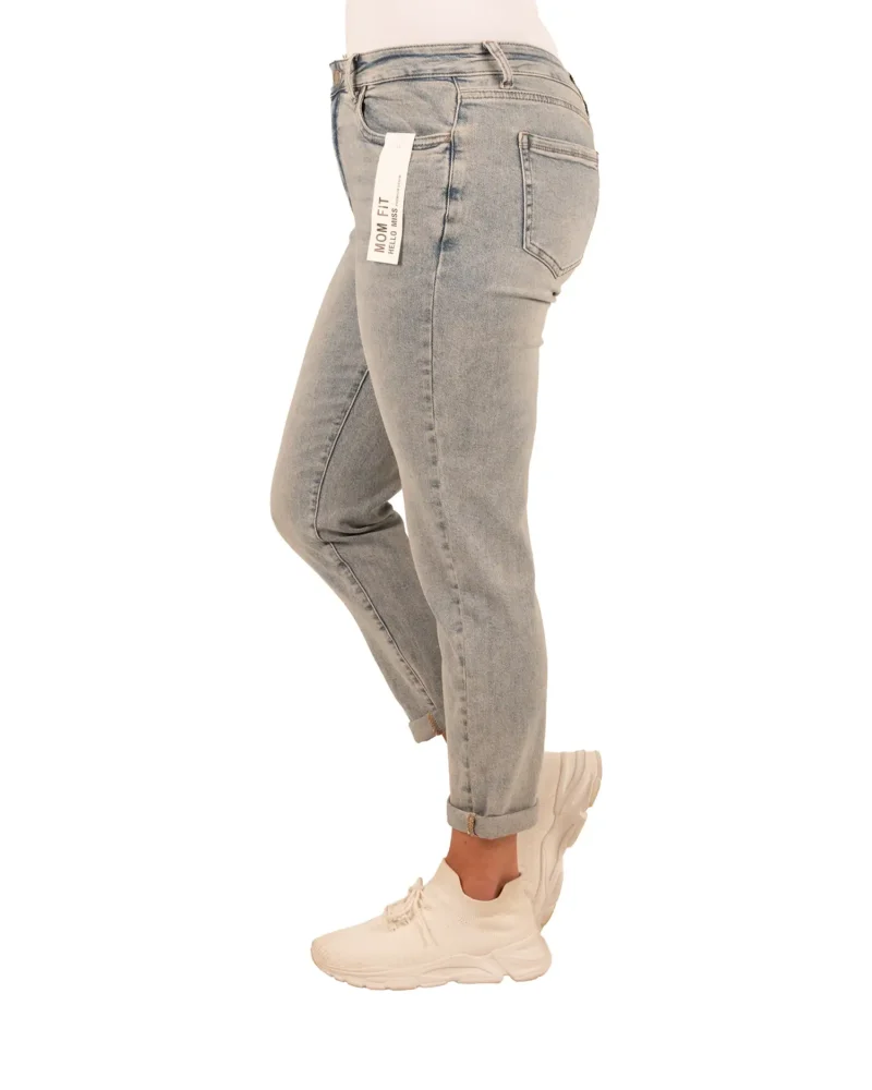 Dirty wash high waist mom jeans van Hello Miss - Afbeelding 3