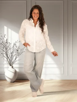 Light blue wide leg jeans damage van Hello Miss