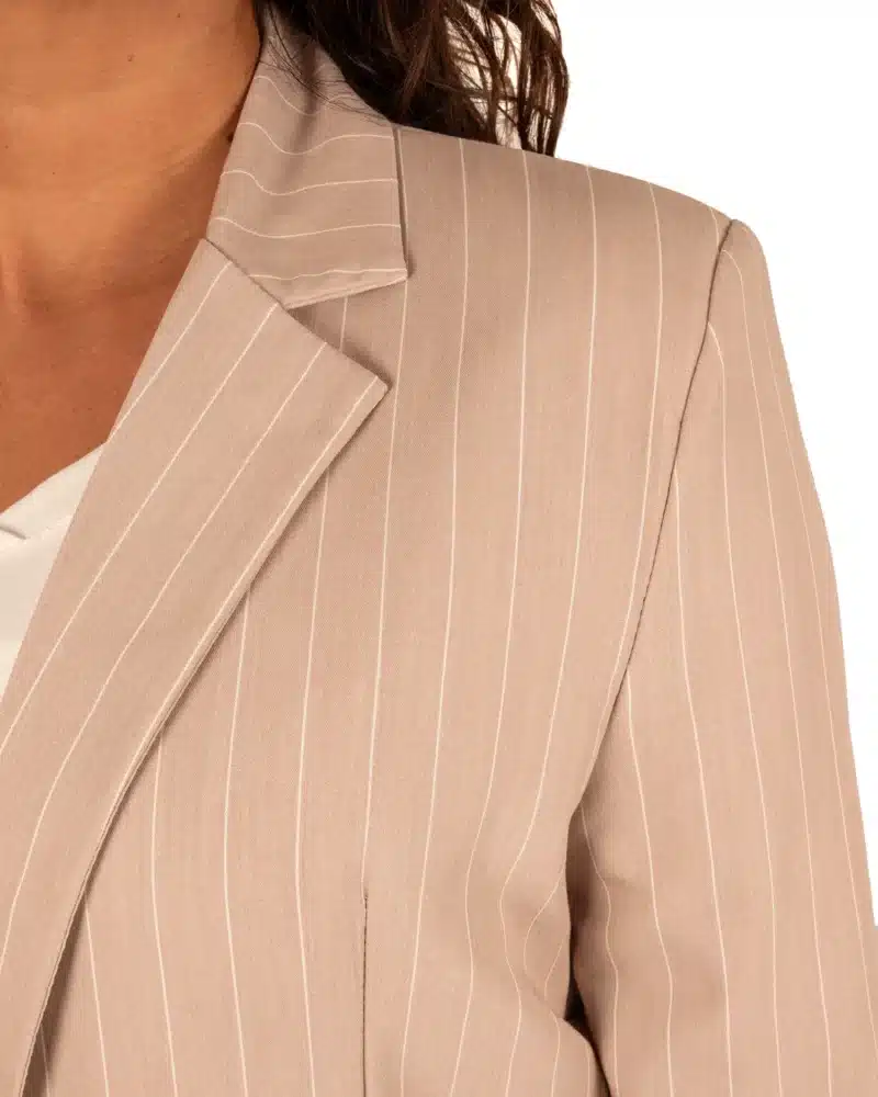 Beige krijtstreep blazer van New Collection - Afbeelding 4