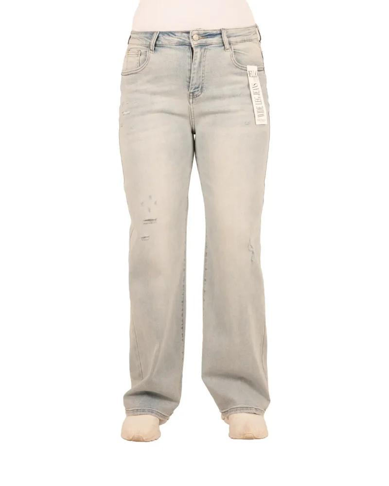 Light blue wide leg jeans damage van Hello Miss - Afbeelding 4