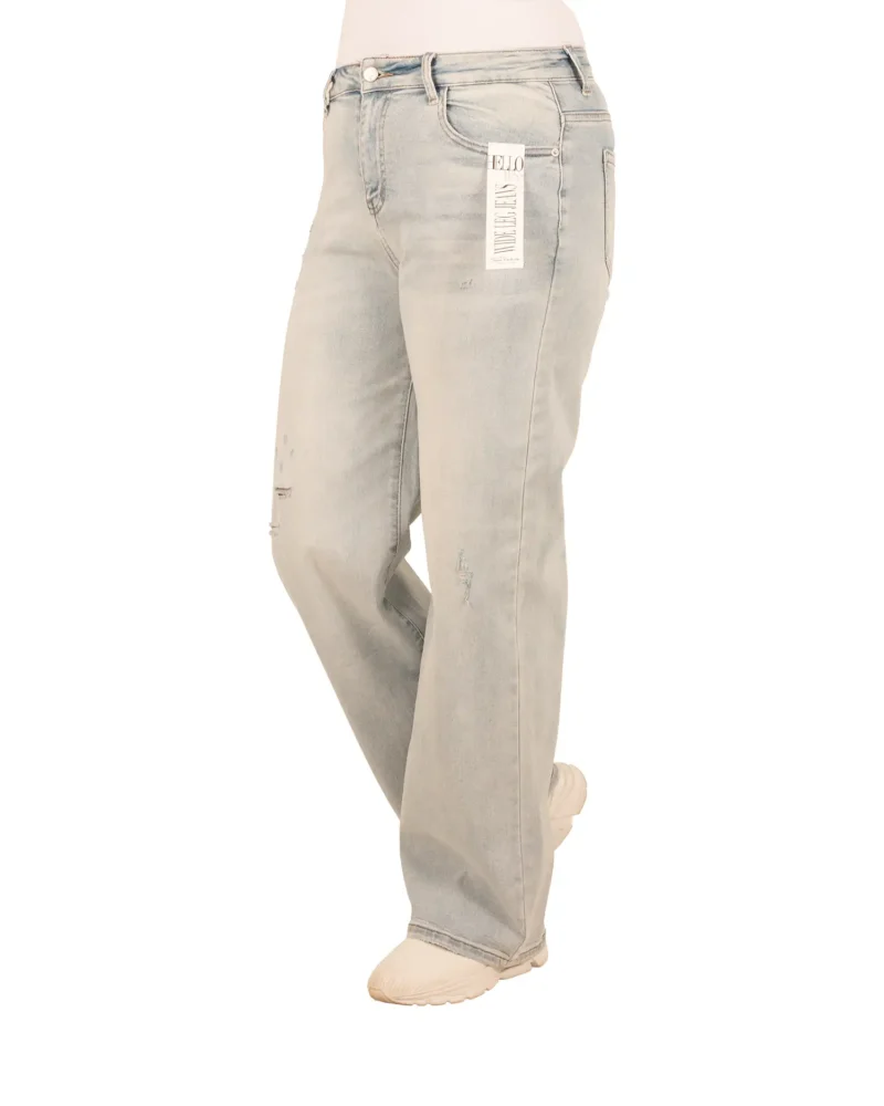 Light blue wide leg jeans damage van Hello Miss - Afbeelding 2