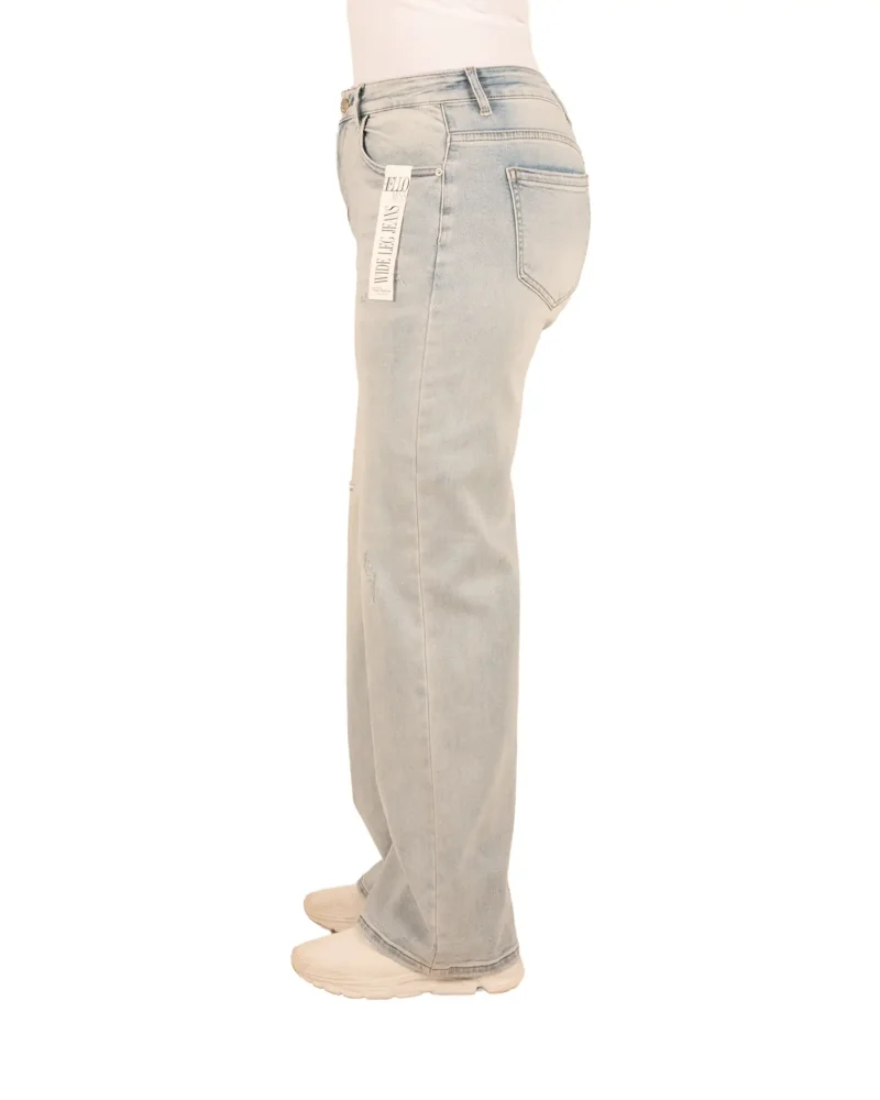 Light blue wide leg jeans damage van Hello Miss - Afbeelding 3