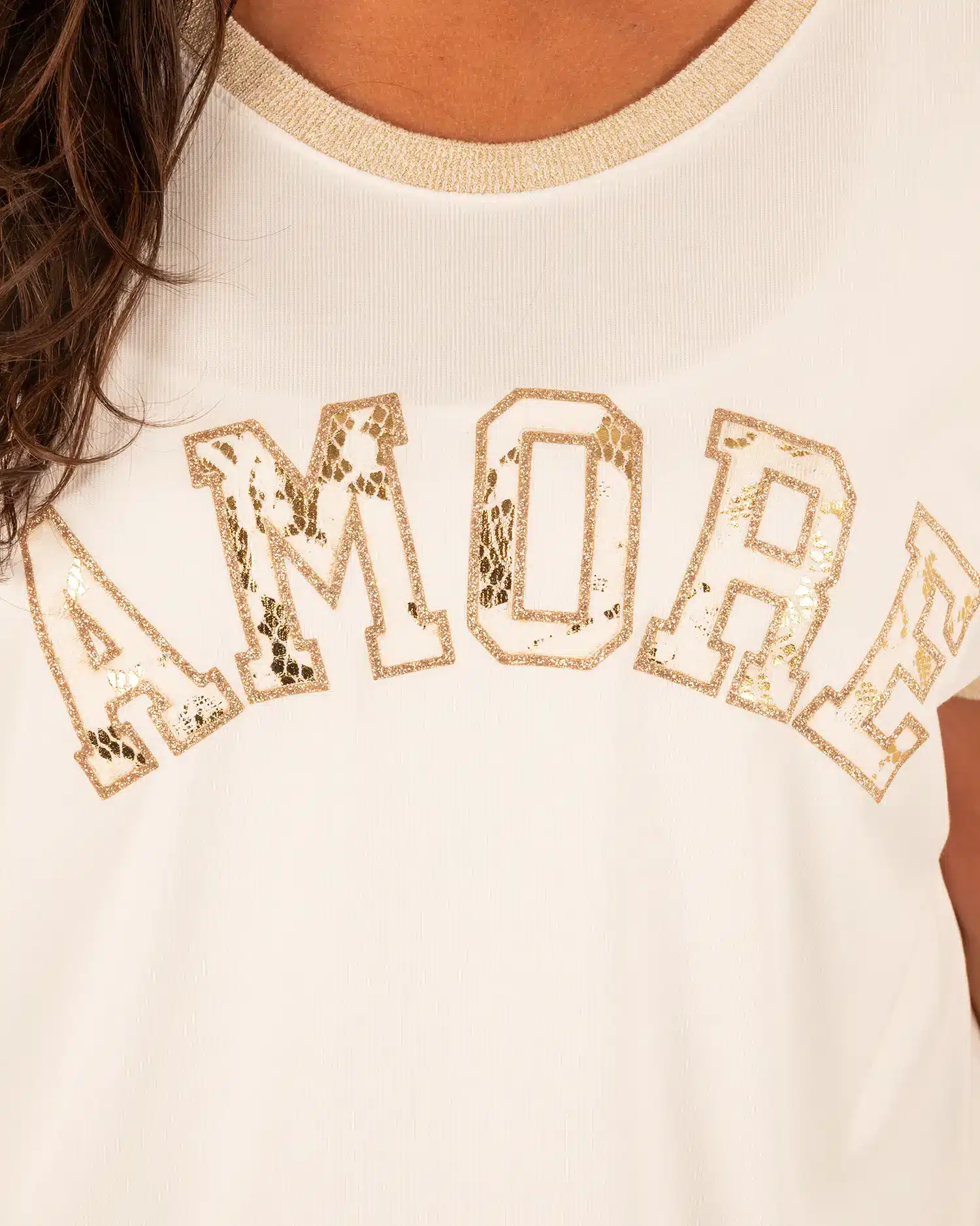 Ecru T-shirt "Amore" van Gemma Ricceri - Afbeelding 3