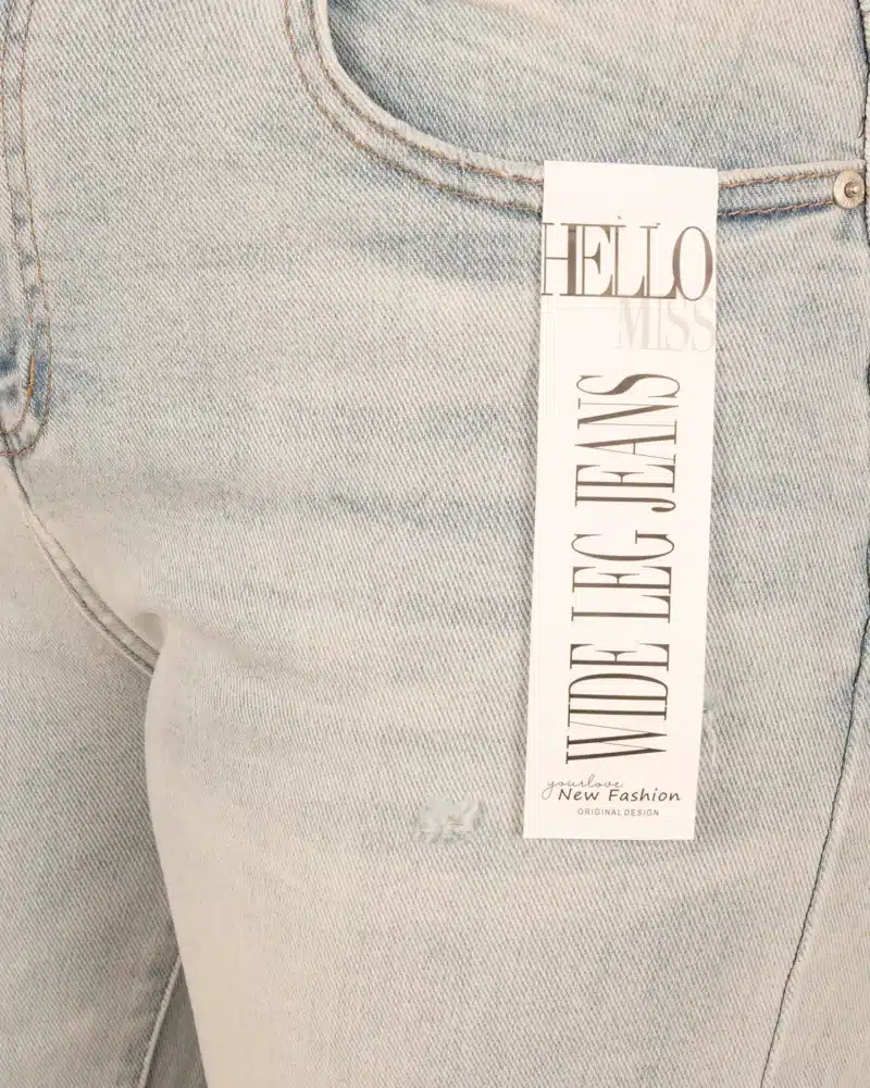 Light blue wide leg jeans damage van Hello Miss - Afbeelding 8