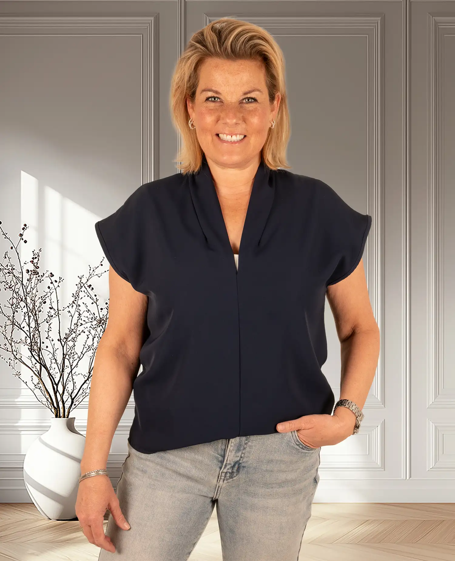 Donkerblauwe top van Perla Nera