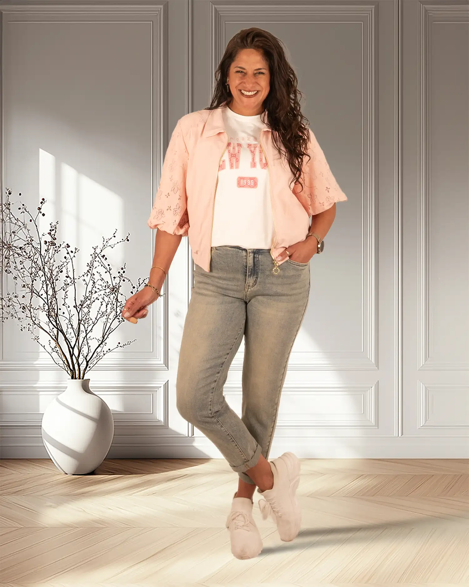 Poeder roze bomberjack kant van Triple Nine - Afbeelding 2