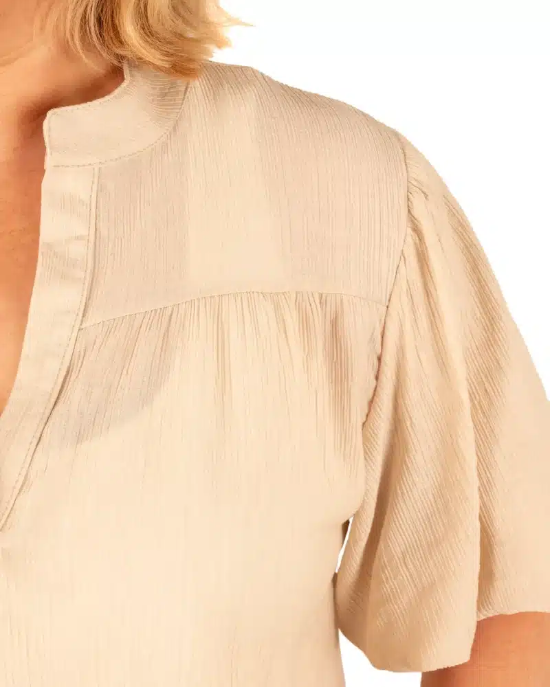 Beige crinckle top ballonmouw - Afbeelding 4