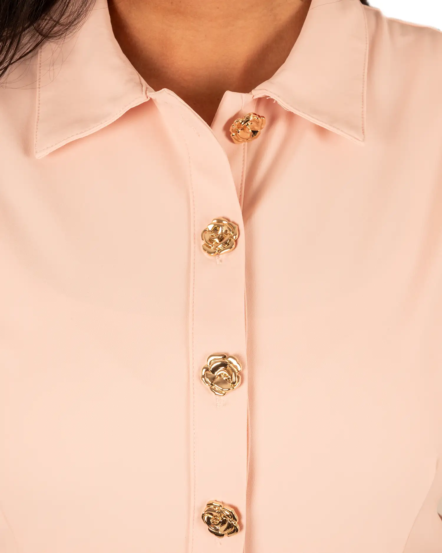 Poeder roze mouwloze travelstof blouse van Triple Nine - Afbeelding 4