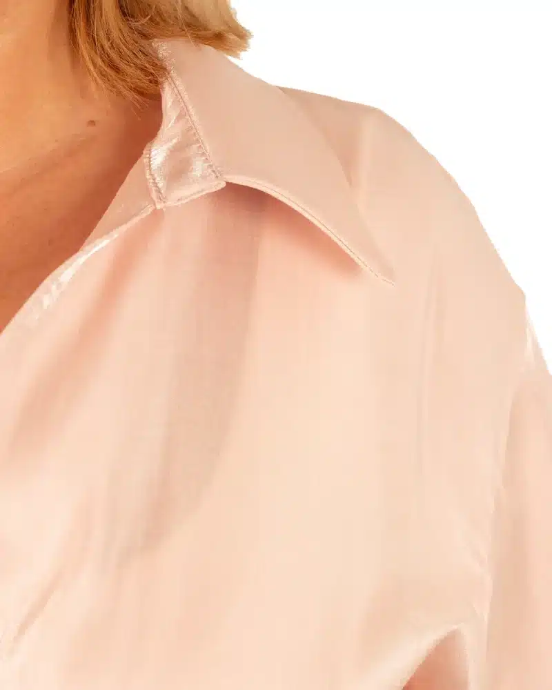 Oudroze glanzende blouse van Barcode - Afbeelding 4
