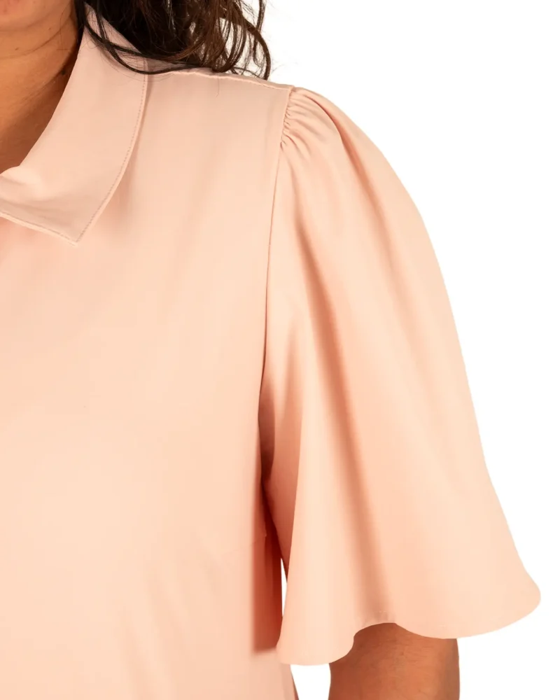 Poeder roze travelstof poloblouse van Triple Nine - Afbeelding 4