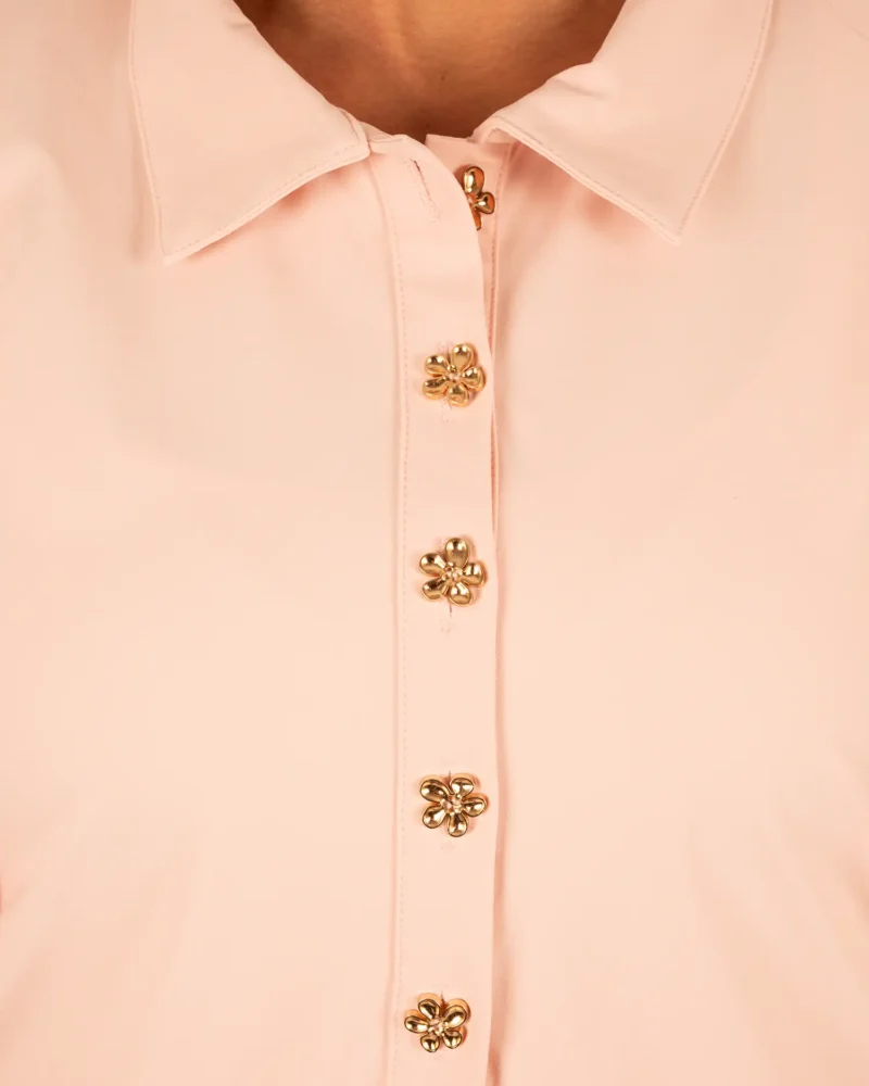 Poeder roze travelstof poloblouse van Triple Nine - Afbeelding 5