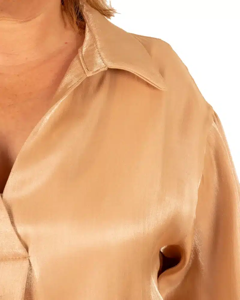 Camel glanzende blouse van Barcode - Afbeelding 4