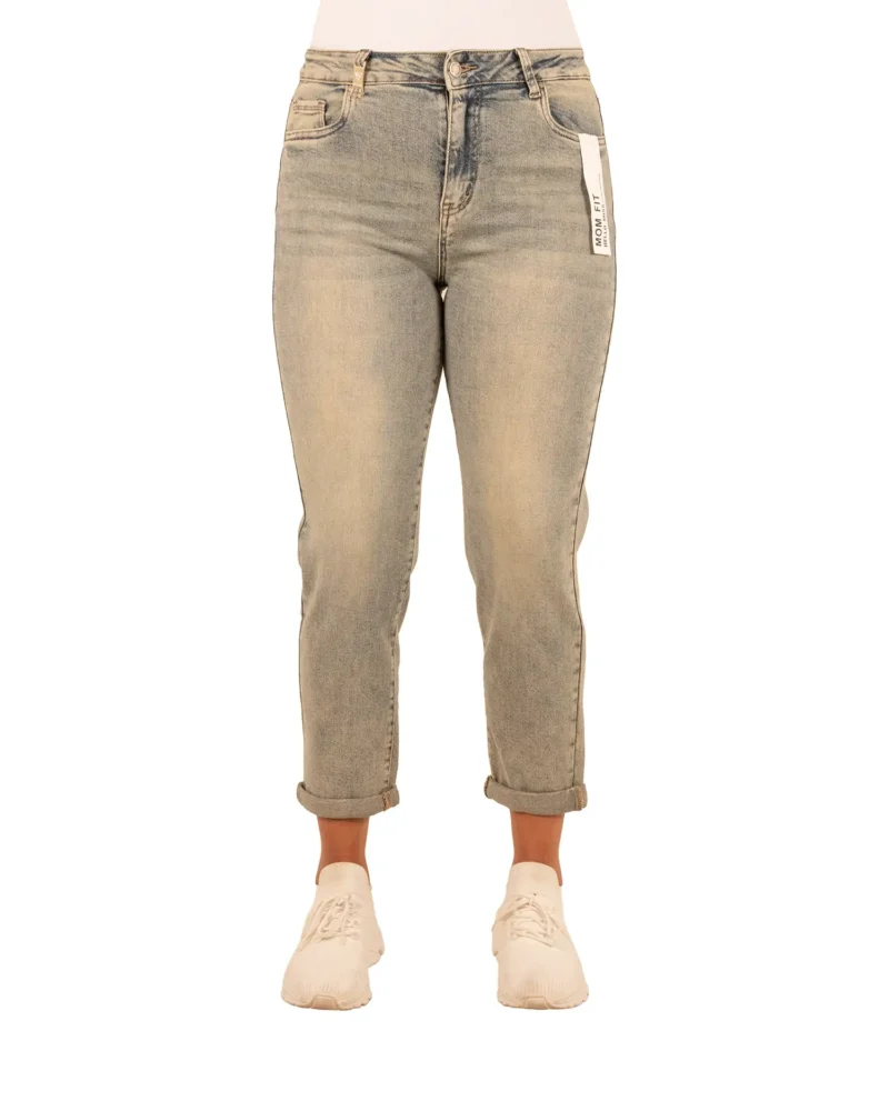 Dirty wash high waist mom jeans van Hello Miss - Afbeelding 3