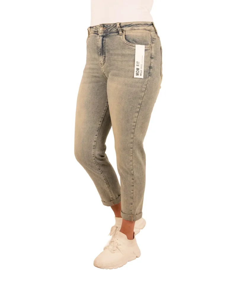 Dirty wash high waist mom jeans van Hello Miss - Afbeelding 2