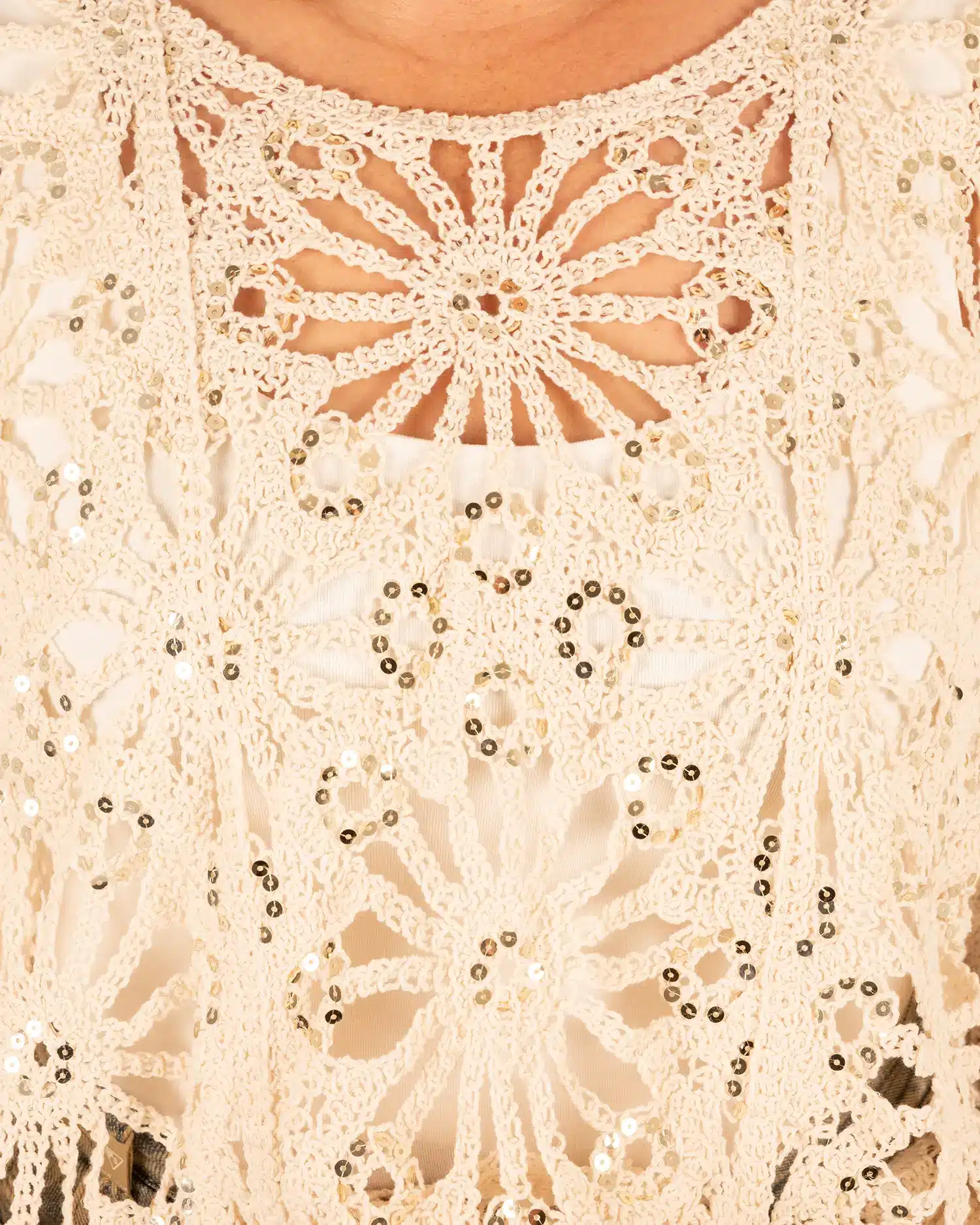 Beige gehaakte bloementop met pailletten van Z-Studio - Afbeelding 4