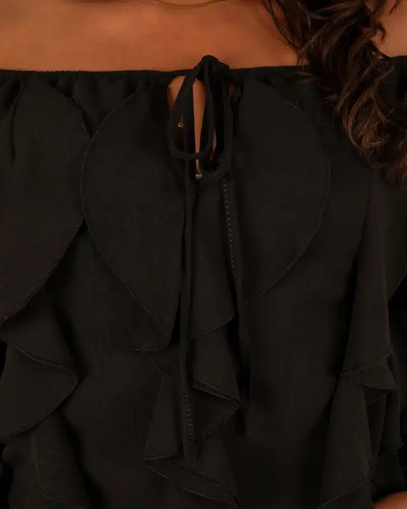 Zwarte top met froezels van Italy Moda - Afbeelding 4