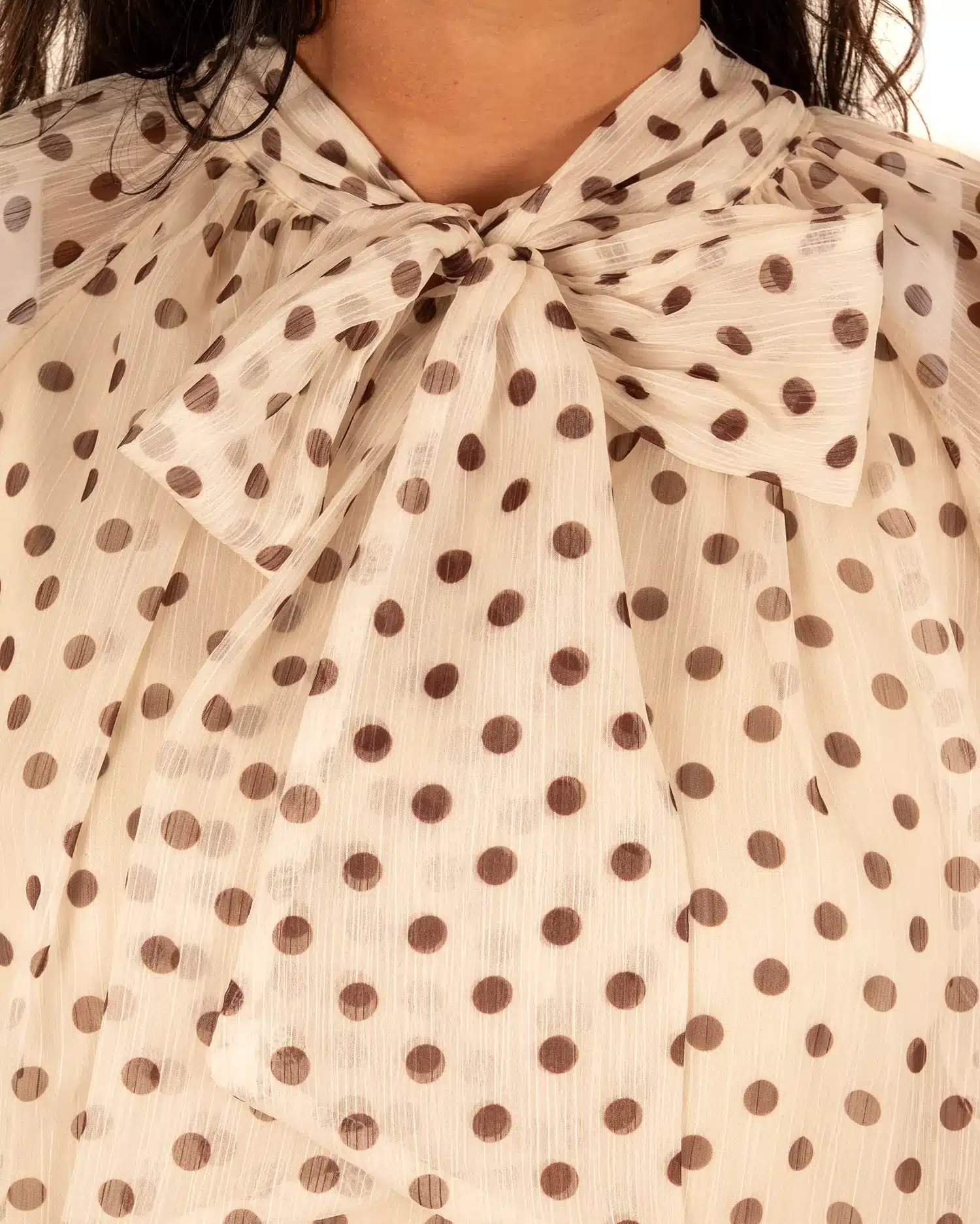 Beige blouse dots strikkraag van Made in Italy - Afbeelding 4