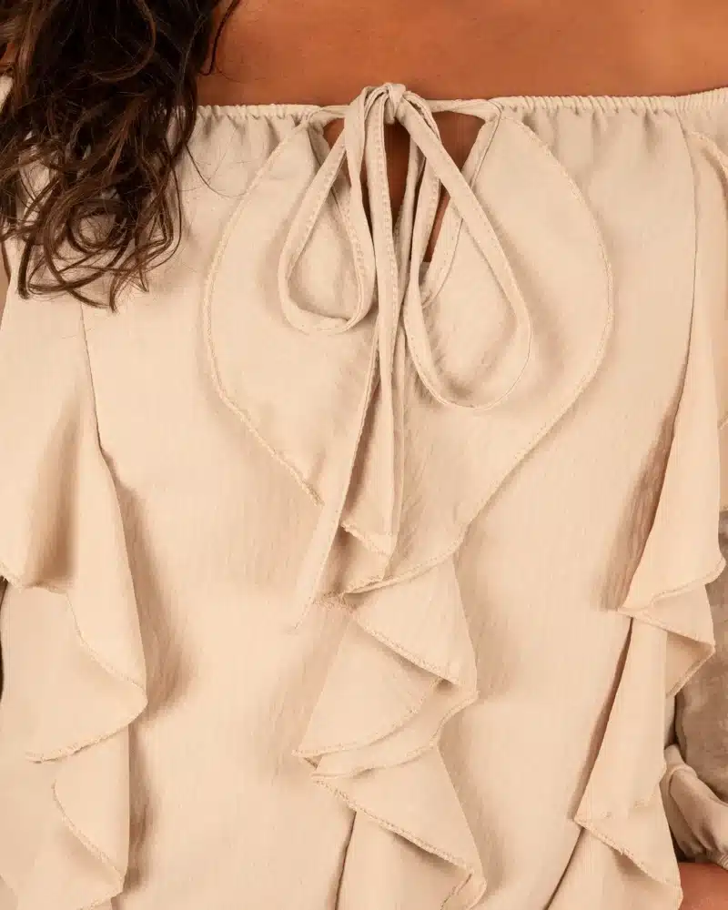 Beige top met froezels van Italy Moda - Afbeelding 4