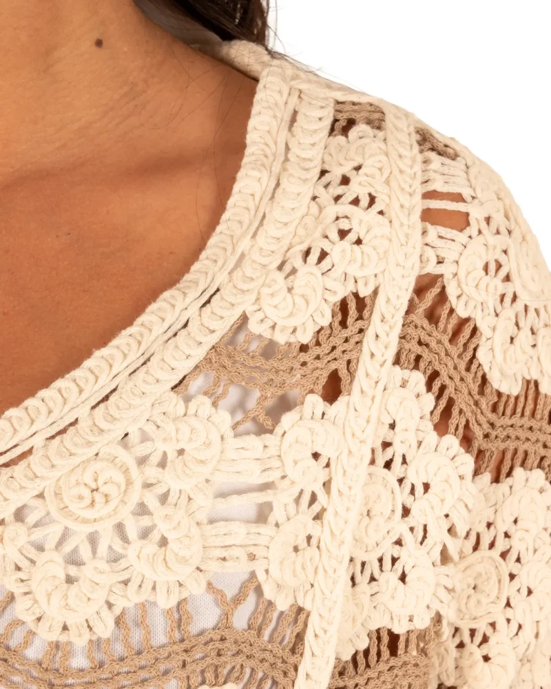 Beige/bruin gehaakt shirt van El-Vita - Afbeelding 4