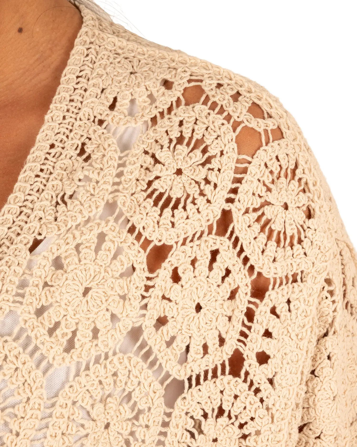 Beige gehaakt vest van Perla Nera - Afbeelding 4