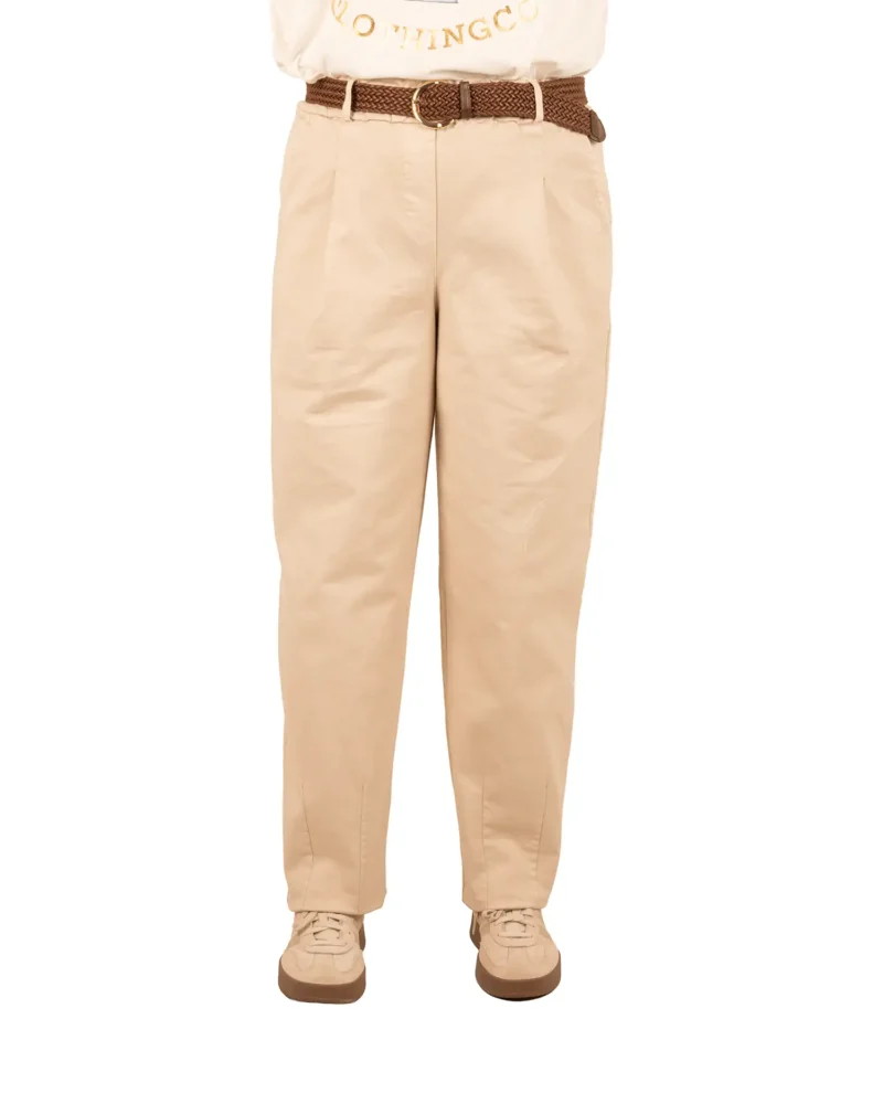 Beige jeans stretch broek met riem van Chastar - Afbeelding 4