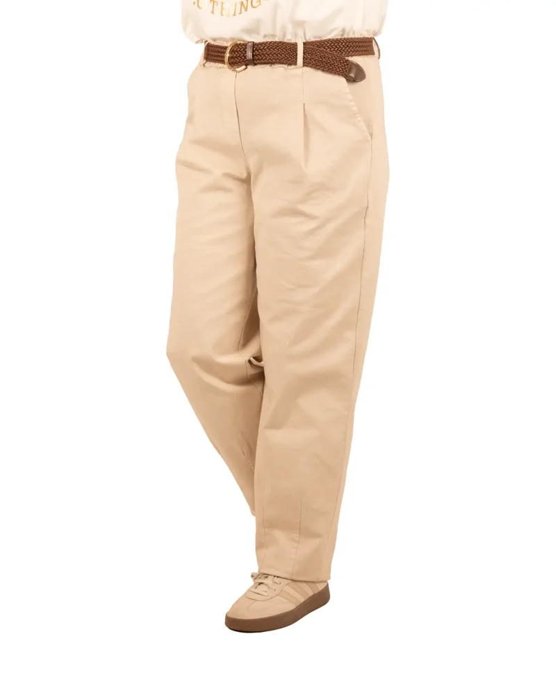 Beige jeans stretch broek met riem van Chastar - Afbeelding 2