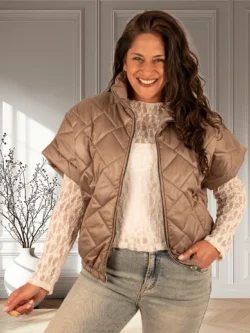 Bruine bodywarmer met korte mouw van El-Vita