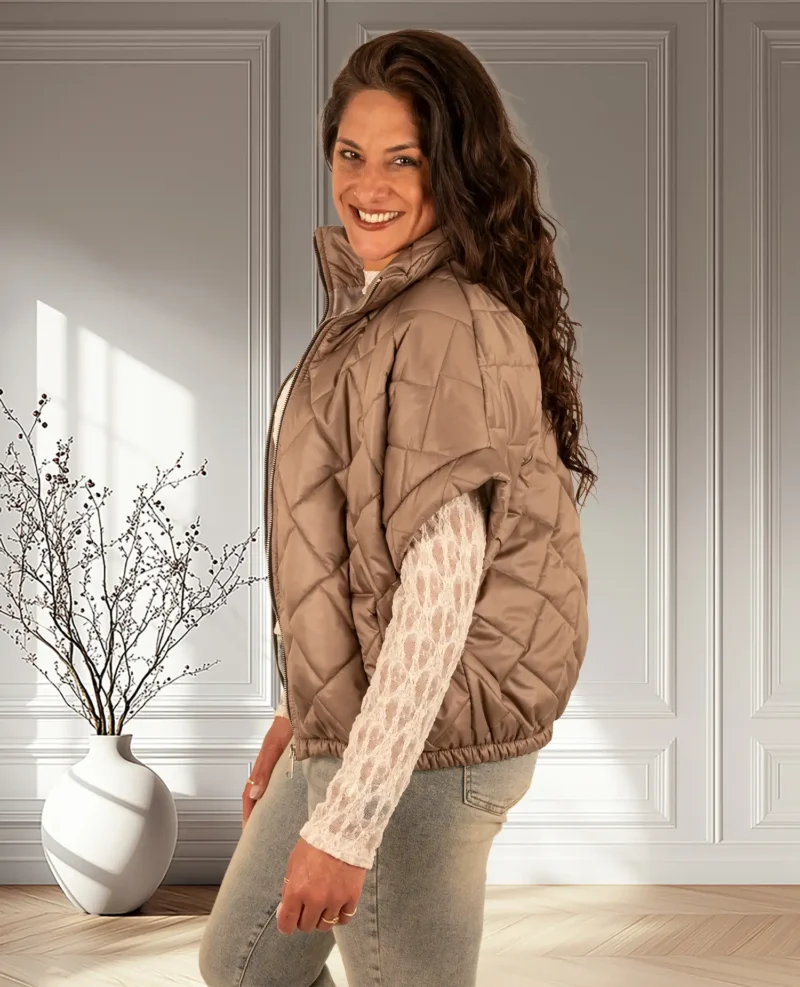 Bruine bodywarmer met korte mouw van El-Vita - Afbeelding 3